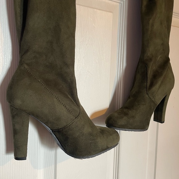 Akira olive green chunky heel, over the knee boot - Picture 4 of 11